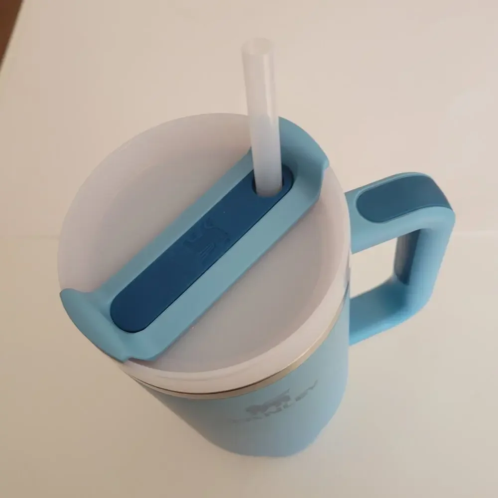 Stanley Quencher H2.0 FlowState Tumbler 40 oz Light Blue Teal with Handle Straw